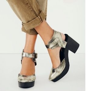 Free People Gold/ Metallic Clogs